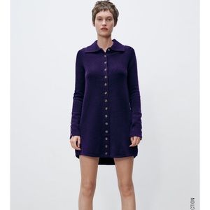 Zara BUTTONED KNIT POLO DRESS